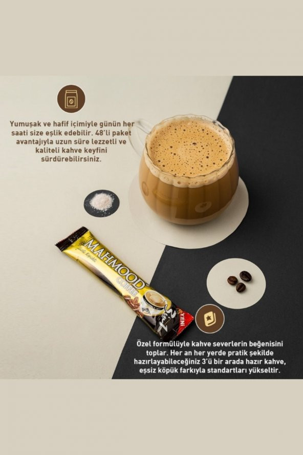 Mahmood Coffee 3'ü 1 Arada Sütlü Köpüklü 48'li Hazır Kahve - 5