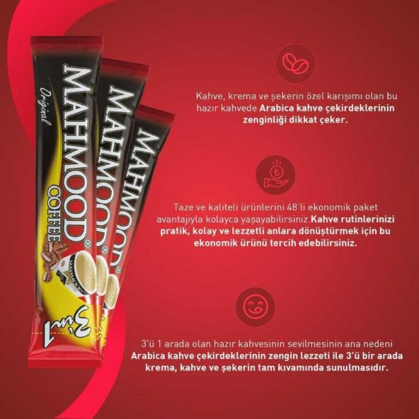 Mahmood Coffee 3'ü 1 Arada 48'li Hazır Kahve - 5