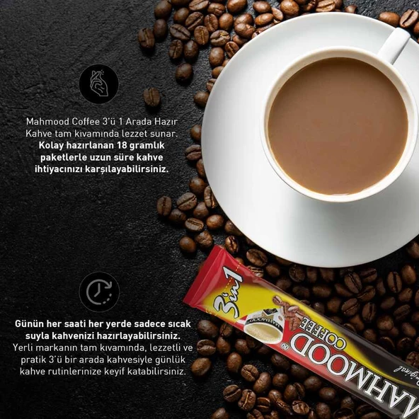 Mahmood Coffee 3 ü 1 Arada 48 Adet ve  Kupa Bardak - Resim 3