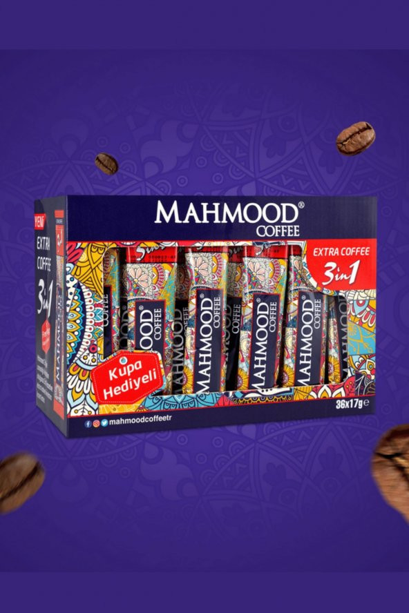 Mahmood Coffee 3 ü 1 Arada Extra Kahve 36 Adet x 17 gr ve Fincan
