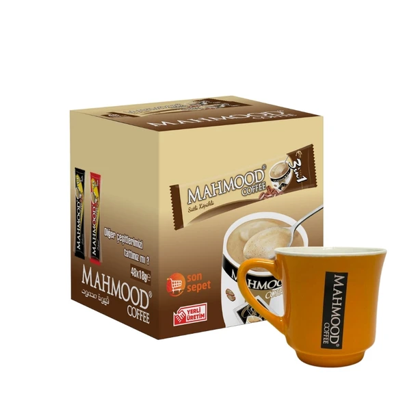 Mahmood Coffee 3 ü 1 Arada Sütlü Köpüklü 48 Adet ve Kupa Bardak