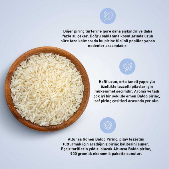 Altunsa Gönen Baldo Pirinç 900 G x 2 Adet - 3