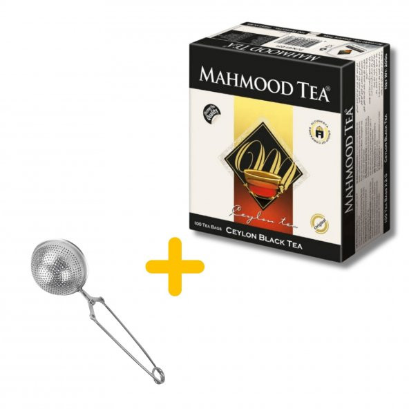 Mahmood Tea Seylan 100lü Bardak Poşet Çay ve Küre Tasarımlı Silver Çay Süzgeci Bundle