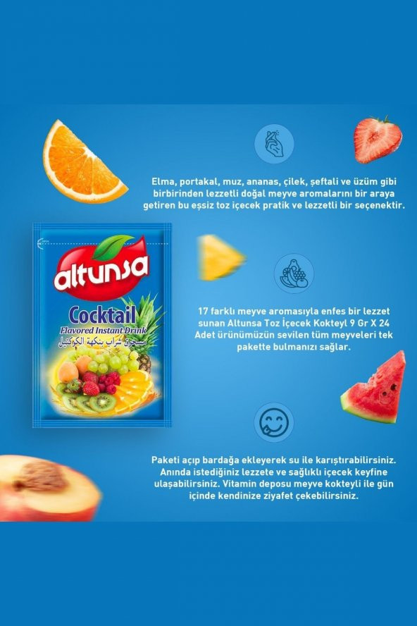 Altunsa Kokteyl Aromalı Soğuk Toz Içecek 9 Gr X 24 Adet - 2