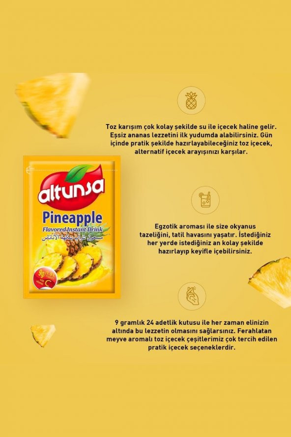 Altunsa Ananas Aromalı Soğuk Toz Içecek 9 Gr X 24 Adet - 2