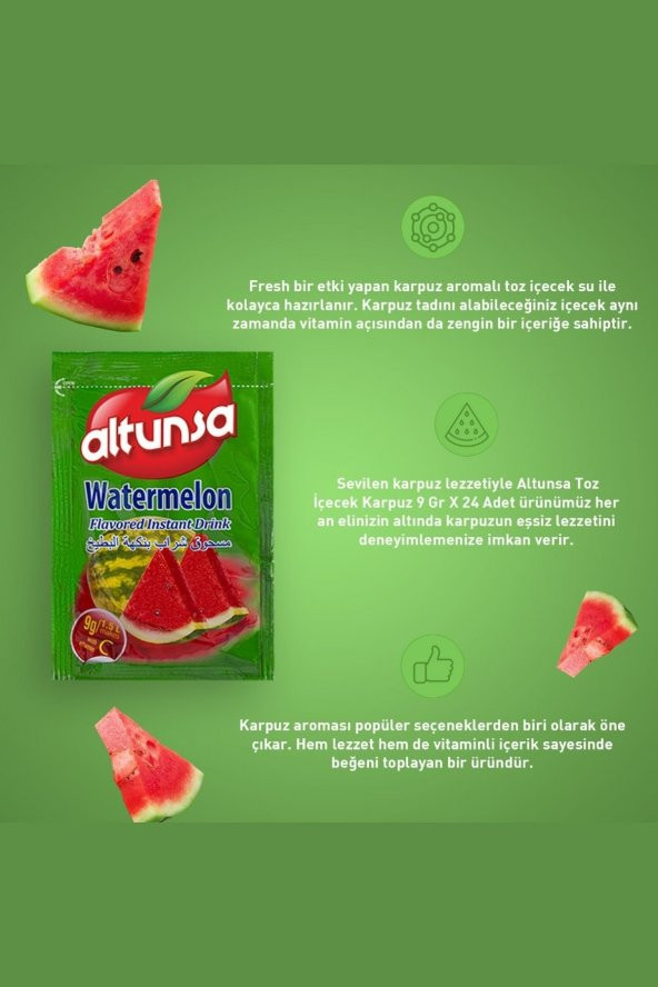 Altunsa Karpuz Aromalı Soğuk Toz İçecek  9 Gr X 24 Adet - 2