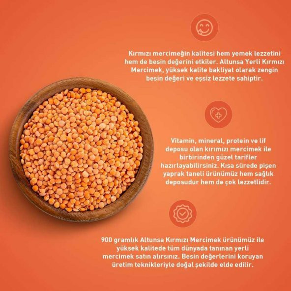 Altunsa Kırmızı Yerli Mercimek 900 G - 2