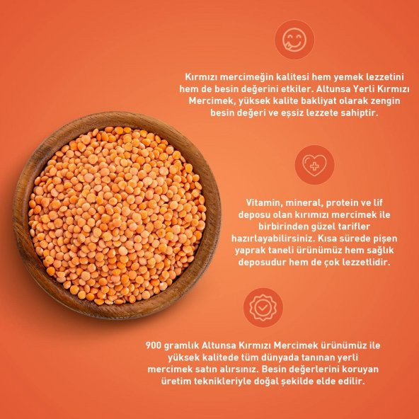 Altunsa Kırmızı Mercimek Yerli 900 G  2 Adet - 3
