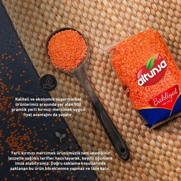 Altunsa Kırmızı Mercimek Yerli 900 G  2 Adet - 4