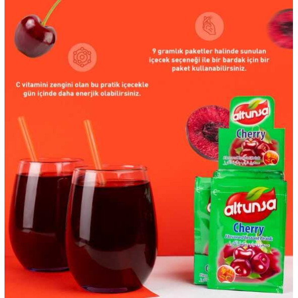 Altunsa Vişne Aromalı Soğuk Toz Içecek  9 gr x 24 Adet - 4