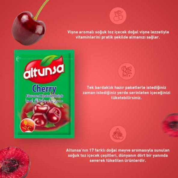 Altunsa Vişne Aromalı Soğuk Toz Içecek  9 gr x 24 Adet - 5