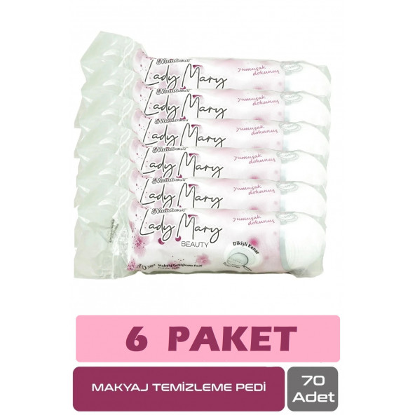 Lady Mary Makyaj Temizleme Pamuğu Pedi 6 Paket 420 Yaprak