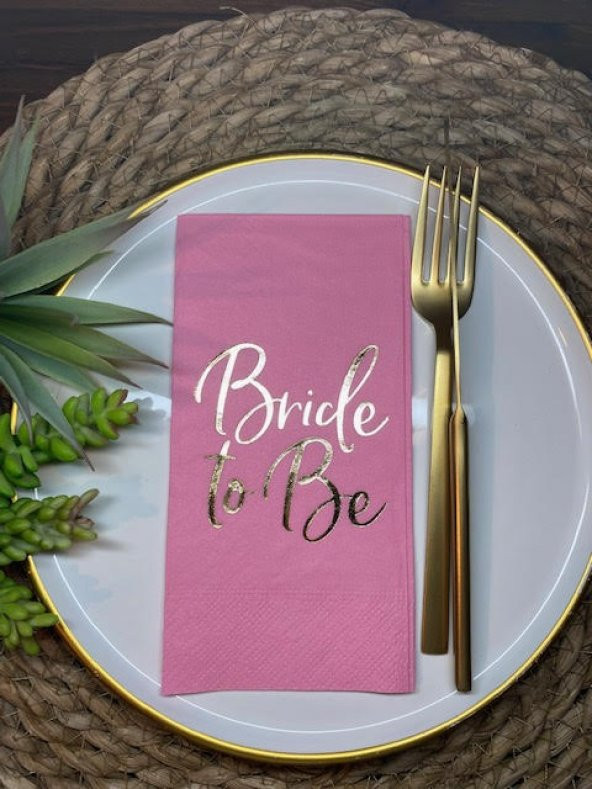 Gold Yaldızlı Pembe Bride To Be Peçete 16 lı ürün görseli 1