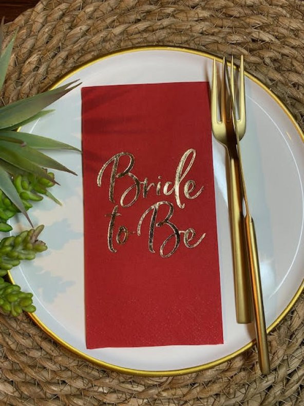 Gold Yaldızlı Kırmızı Bride To Be Peçete 16 lı