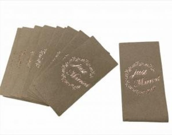 Rose Gold Yaldızlı Kraft Just Married Peçete 16 lı ürün görseli 1