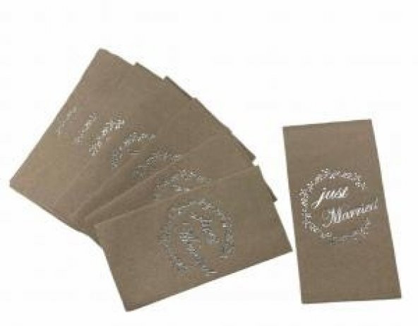 Gümüş Yaldızlı Kraft Just Married Peçete 16 lı ürün görseli 1