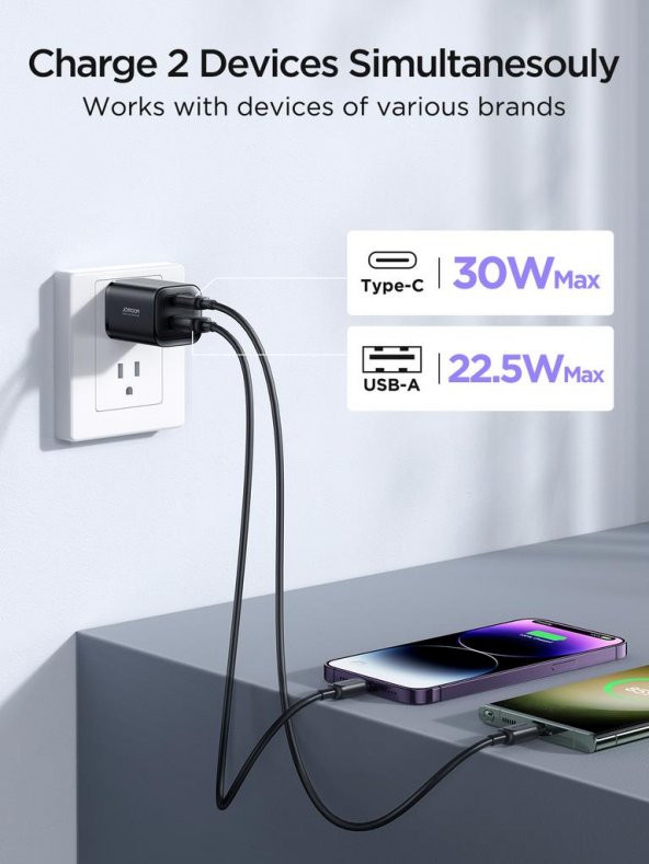 Joyroom 30W Pd 2li USB + Type-C Şarj Aleti Adaptör - 3