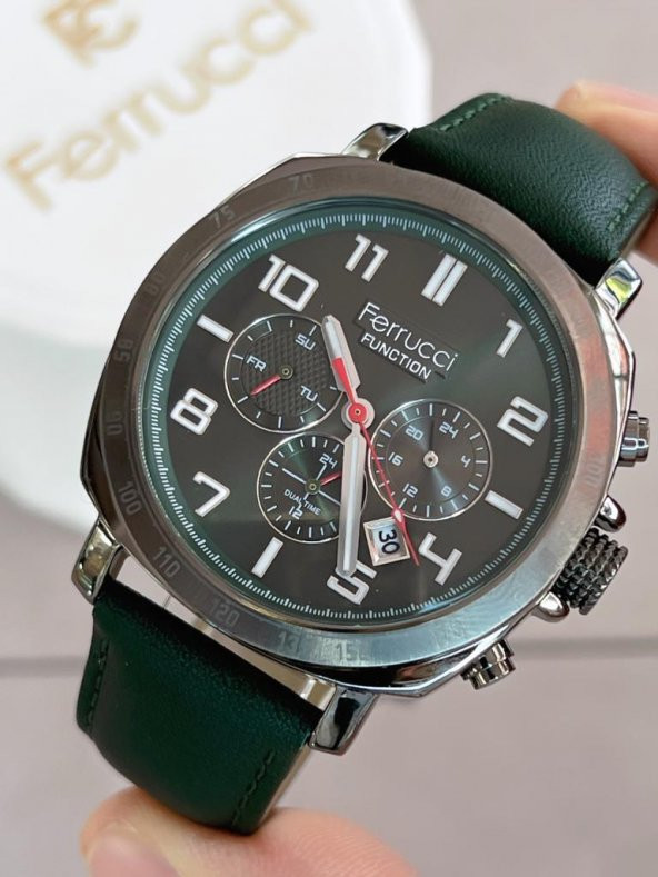 FRC1.434 Ferrucci İç Fonksiyonları Aktif 30mt Suya Dayanıklı Deri Kordon Erkek Kol Saati+Bileklik ürün görseli