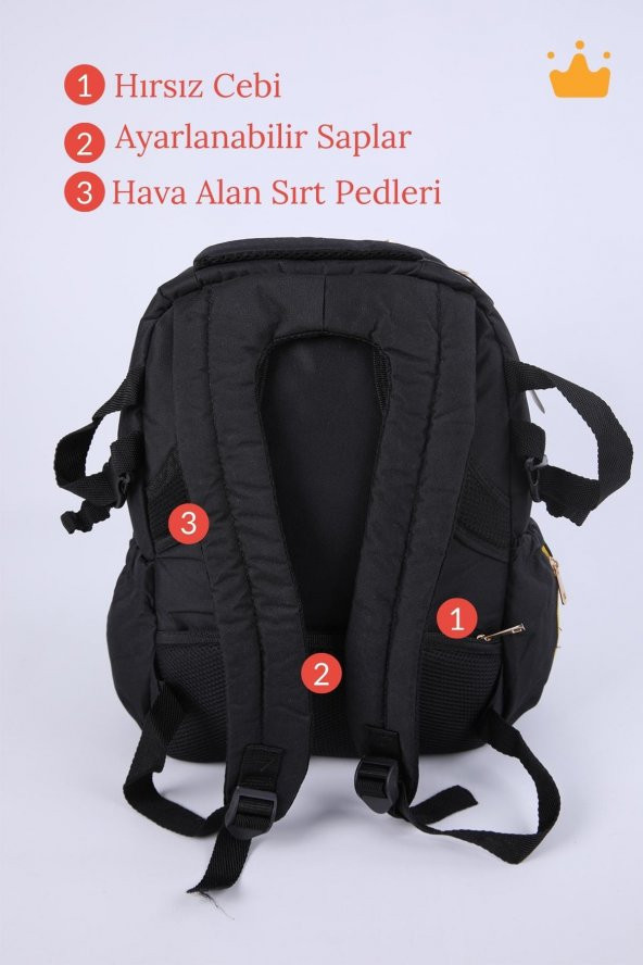 Babyhola Çok Amaçlı Anne Bebek Bakım Seyahat Sırt Çantası Çocuk Okul Çantası Su Geçirmez Termal Gözlü 0945 - 3