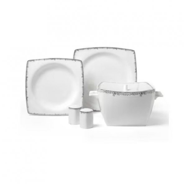 Korkmaz Bone Collection 60 Parça Kare Yemek Takımı A8424
