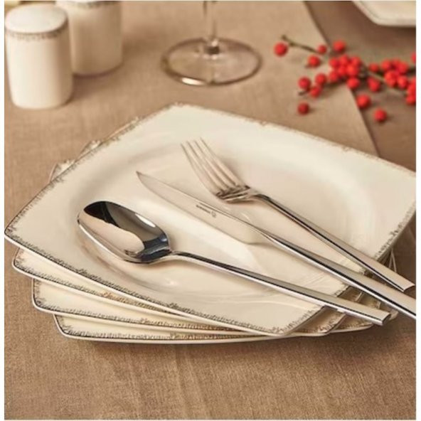 Korkmaz Bone Collection 60 Parça Kare Yemek Takımı A8424 - 3
