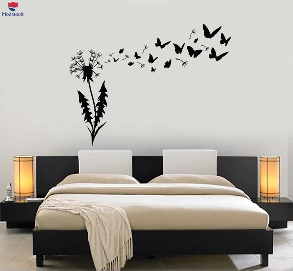 Oturma Odası, Yatak Odası Duvar Sticker Karahindiba Çiçek Çiçek Kelebekler Desenleri Çıkartmalar ürün görseli