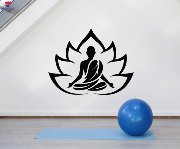 Oturma Odası, Yatak Odası Duvar Sticker Soyut Lotus Çiçeği Yoga Stüdyosu Adam Poz Çıkartmaları