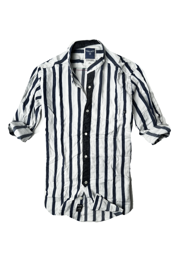 slim fit %100 pamuk kumaş hakim yaka  uzun kol  gömlek--beyaz mavi çizgi--
