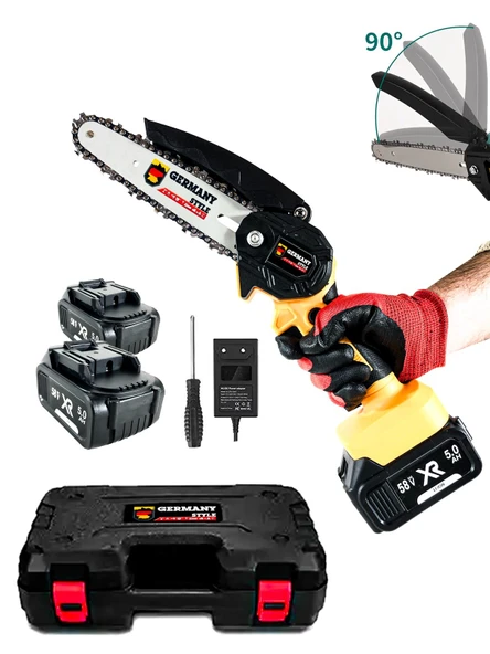 GERMANY STYLE Dal Budama Makinesi Şarjlı El Testeresi Çift Zincir Çift Batarya Premium Seri 58 VF - 2