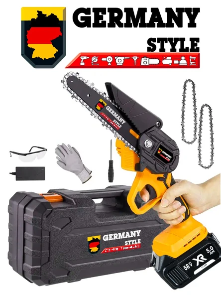 GERMANY STYLE Dal Budama Makinesi Şarjlı El Testeresi Çift Zincir Çift Batarya Premium Seri 58 VF - 3