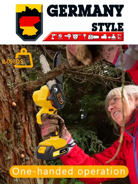 GERMANY STYLE Dal Budama Makinesi Şarjlı El Testeresi Çift Zincir Çift Batarya Premium Seri 58 VF - 6