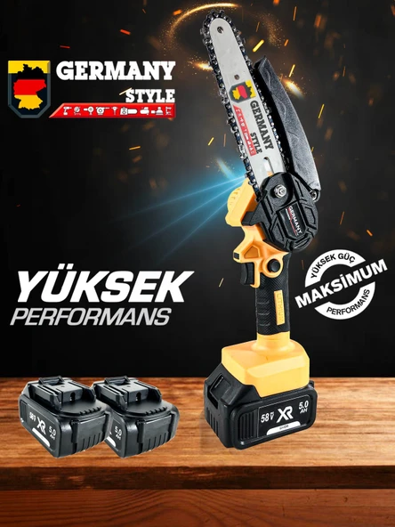 GERMANY STYLE Dal Budama Makinesi Şarjlı El Testeresi Çift Zincir Çift Batarya Premium Seri 58 VF - 4