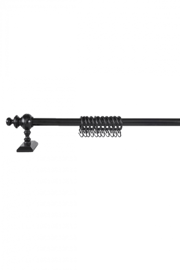 Siyah Raysız Ahşap Rustik Perde Askısı - 225 Cm - 3