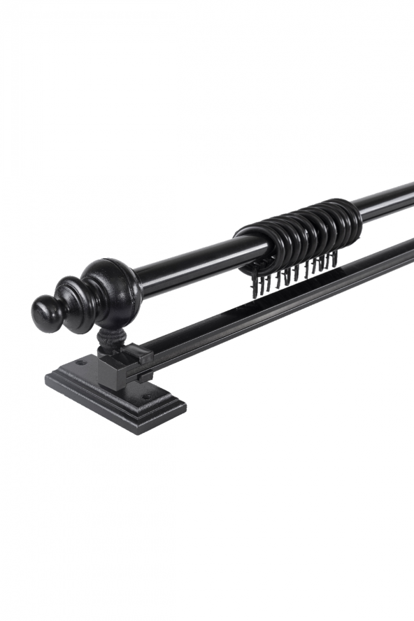 Siyah Tek Raylı Ahşap Rustik Perde Askısı - 100 CM - 2