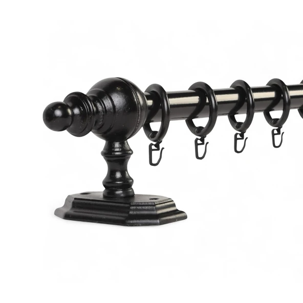 Siyah Raysız Ahşap Rustik Perde Askısı - 250 Cm ürün görseli 1