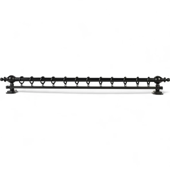 Siyah Tek Raylı Ahşap Rustik Perde Askısı - 125 CM - Resim 2
