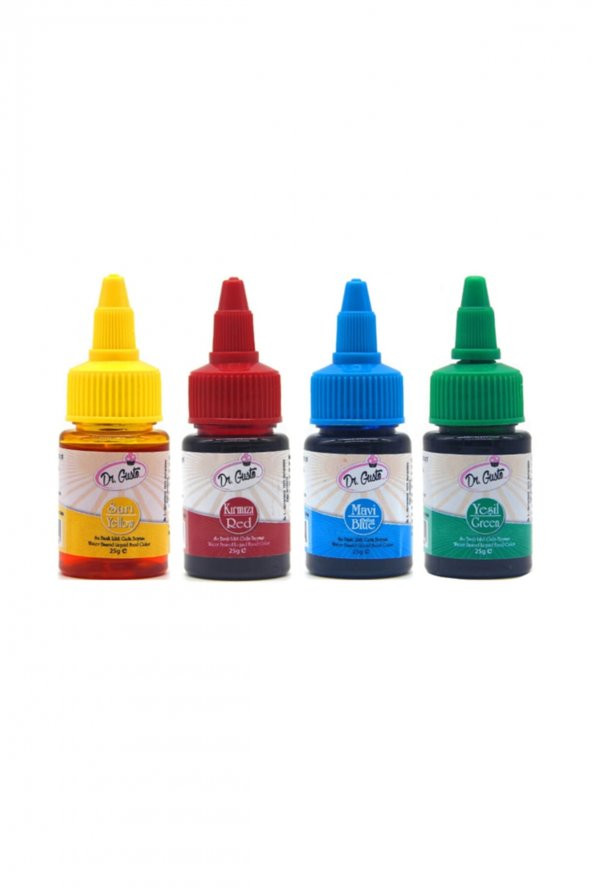 Su Bazlı Likit Gıda Boyaları 25gr 4lü