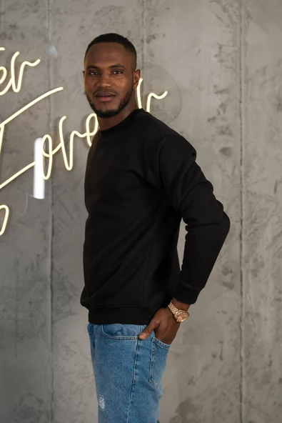 Oversize 3 İplik İçi Polarlı Bisiklet Yaka Basic Sweatshirt - 9