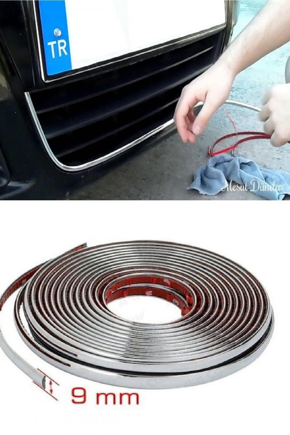 3D KROM Dekoratif Nikelaj Şerit Çıta 9mm X 10 Metre - 2
