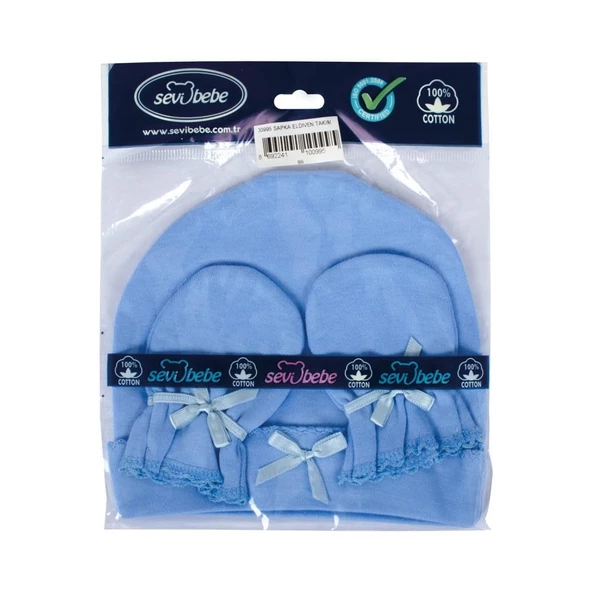 Sevibebe Bebek Şapka Eldiven Takımı Yenidoğan 0-3 ay 99 - Resim 4