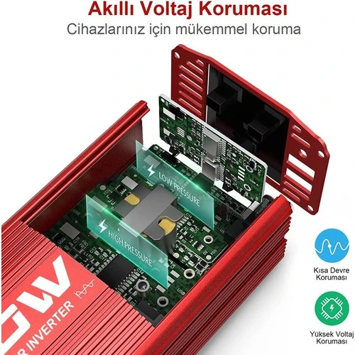 KOBB KBN750 12V/220V 750Watt Tam Sinüs Dönüştürücü İnvertör - 4