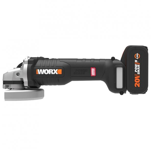WORX WX813 20Volt 4.0Ah. Li-ion Tek Akülü 115mm Kömürsüz Profesyonel Şarjlı Avuç Taşlama - 7