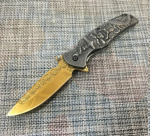 Browning Kuru Kafa Desenli Gri Gold Çakı ürün görseli 1