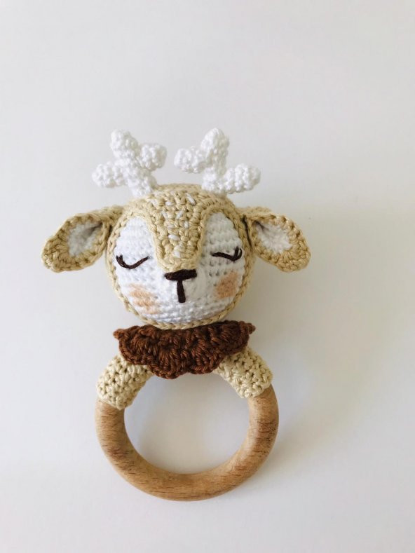 Yeni Doğan Uykucu Geyik Seti Amigurumi Organik Oyuncak - 3