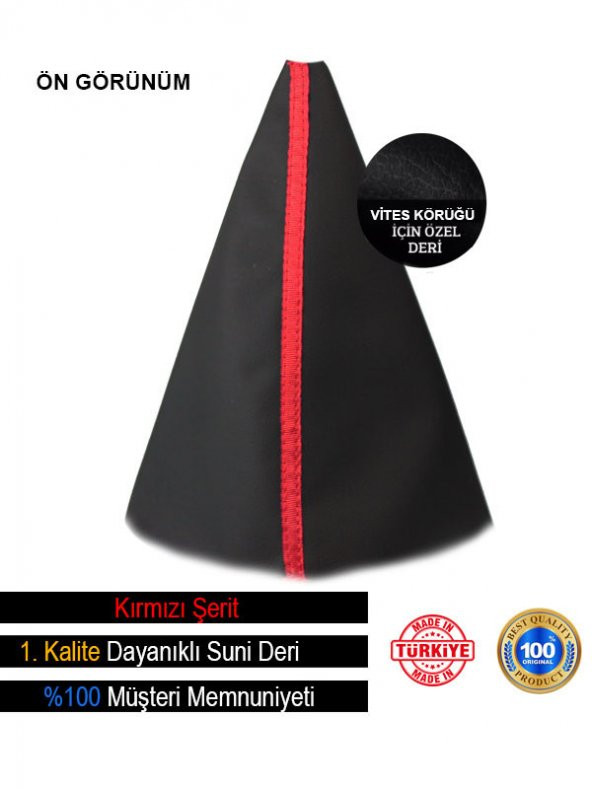 Renault Fluence Siyah Deri Özel Tasarım Kırmızı Şerit Vites Körüğü