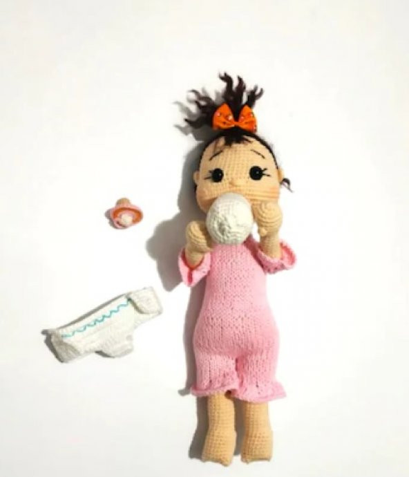 Emzikli Bebek Uyku Arkadaşı Amigurumi Organik Oyuncak - 1