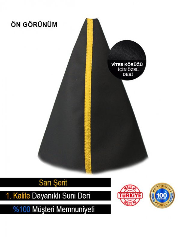 Peugeot 107 Siyah Deri Özel Tasarım Sarı Spor Dikiş Vites Körüğü TEK