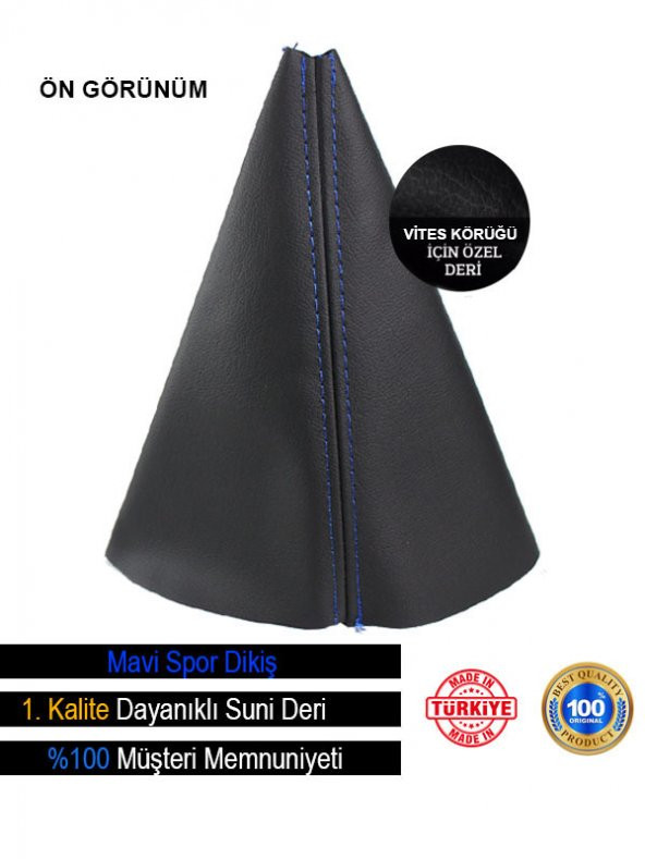 Toyota Auris Siyah Deri Özel Tasarım Mavi Spor Dikiş Vites Körüğü