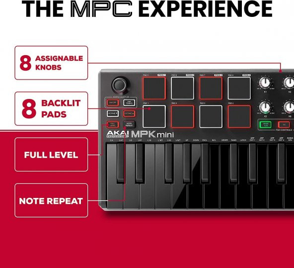Akai Mpkmini 2 Müzik Prodüksiyonu Klavye Kontrol Cihazı Siyah - 4