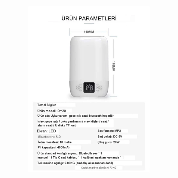 Cosmostech DY20K Karaoke Bluetooth Hoparlör, Rgb Işıklı, Alarm Saat, Uyku Mod Özel Sesli,kablosuz Speaker - 11